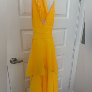 Low cut Yellow Halter Dress